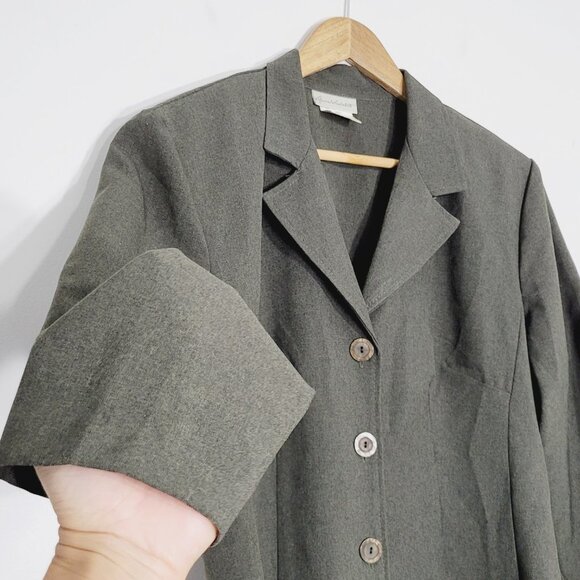 Gloria Vanderbilt Green Gray Three Button Business Causal Blazer Plus Size 18 - Picture 2 of 10